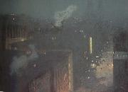 julian alden weir The Bridge:Nocturn (mk43) USA oil painting artist
